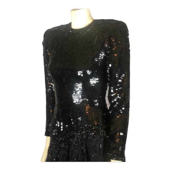 Vintage Sexy black Sequence and beaded long sleeved dress size 6 - Picture 6 of 12